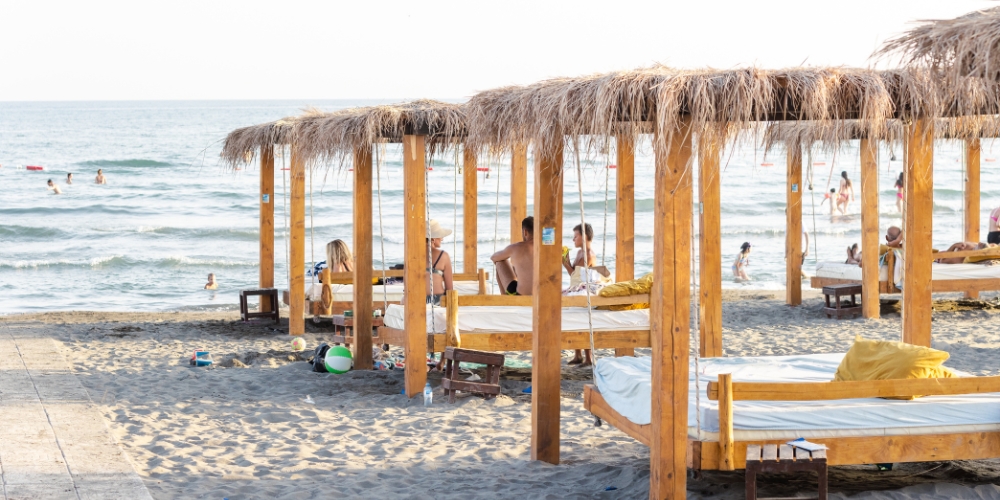 Image of sun beds at Safari Beach